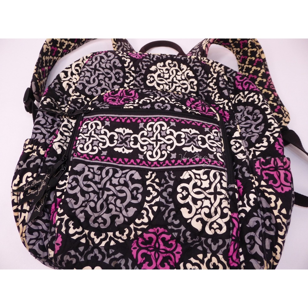 Vera Bradley Canterbury Magenta Quilted Cotton Backpack Medallion Pink Black